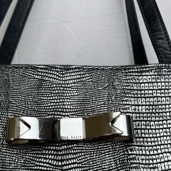 Ted Baker London Tote Bow Vegan Leather Shoulder Bag Large Snake skin Minimalist - Picture 5 of 16
